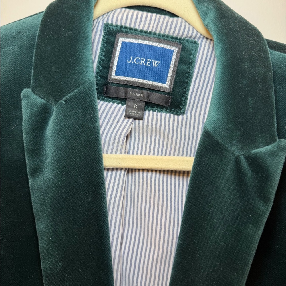 J.Crew Parke Forest Green Velvet Blazer - Picture 3 of 7